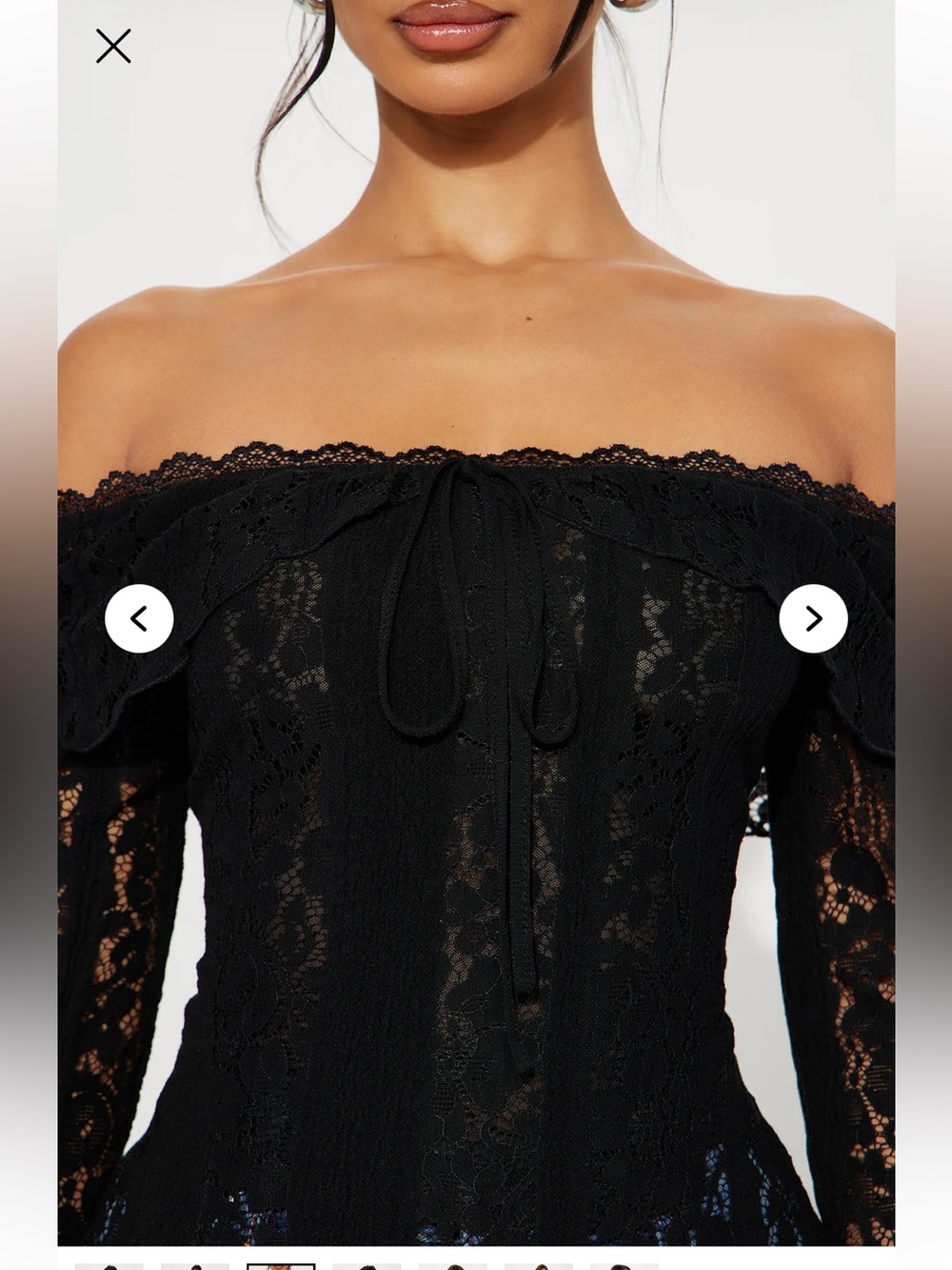 Fashion Nova Black Off-Shoulder Lace Long Sleeve Top - Picture 2 of 3